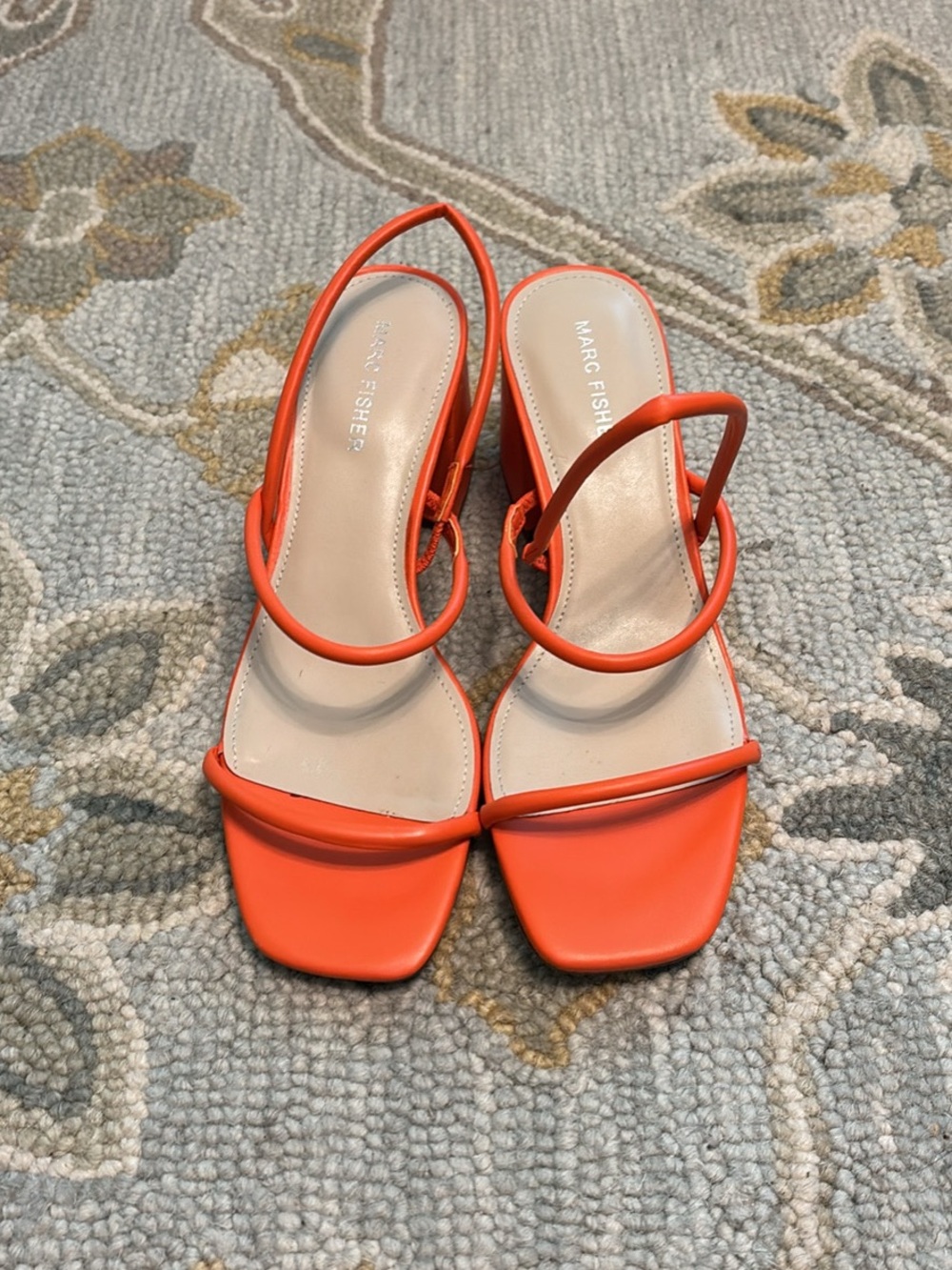 Marc Fisher Bright Orange Minimalist Strappy Sandals